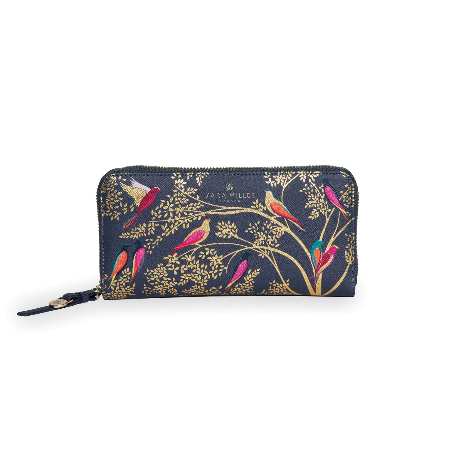 Sara Miller Smokey Blue Birds Large Zip Purse At Portmeirion