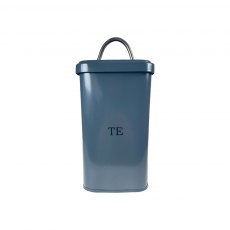 TE Square Tin Canister | Serif Font, Grey & Chrome Handle