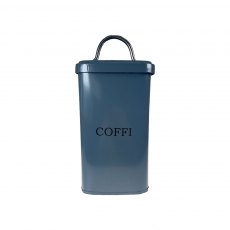 COFFI Square Tin Canister | Serif Font, Grey & Chrome Handle