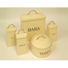 BARA Large Square Bread Bin | Serif Font, Cream & Chrome Handle