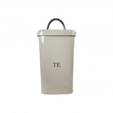 TE Square Tin Canister | Serif Font, Cream & Chrome Handle