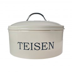 TEISEN Round Cake Tin | Serif Font, Cream & Chrome Handle