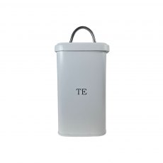 TE Square Tin Canister | Serif Font, Chalk White & Chrome Handle