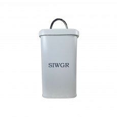 SIWGR Square Tin Canister | Serif Font, Chalk White & Chrome Handle