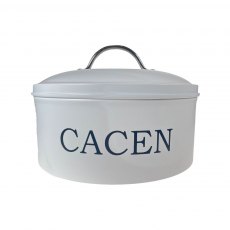 CACEN Round Tin | Serif Font, Chalk White & Chrome Handle