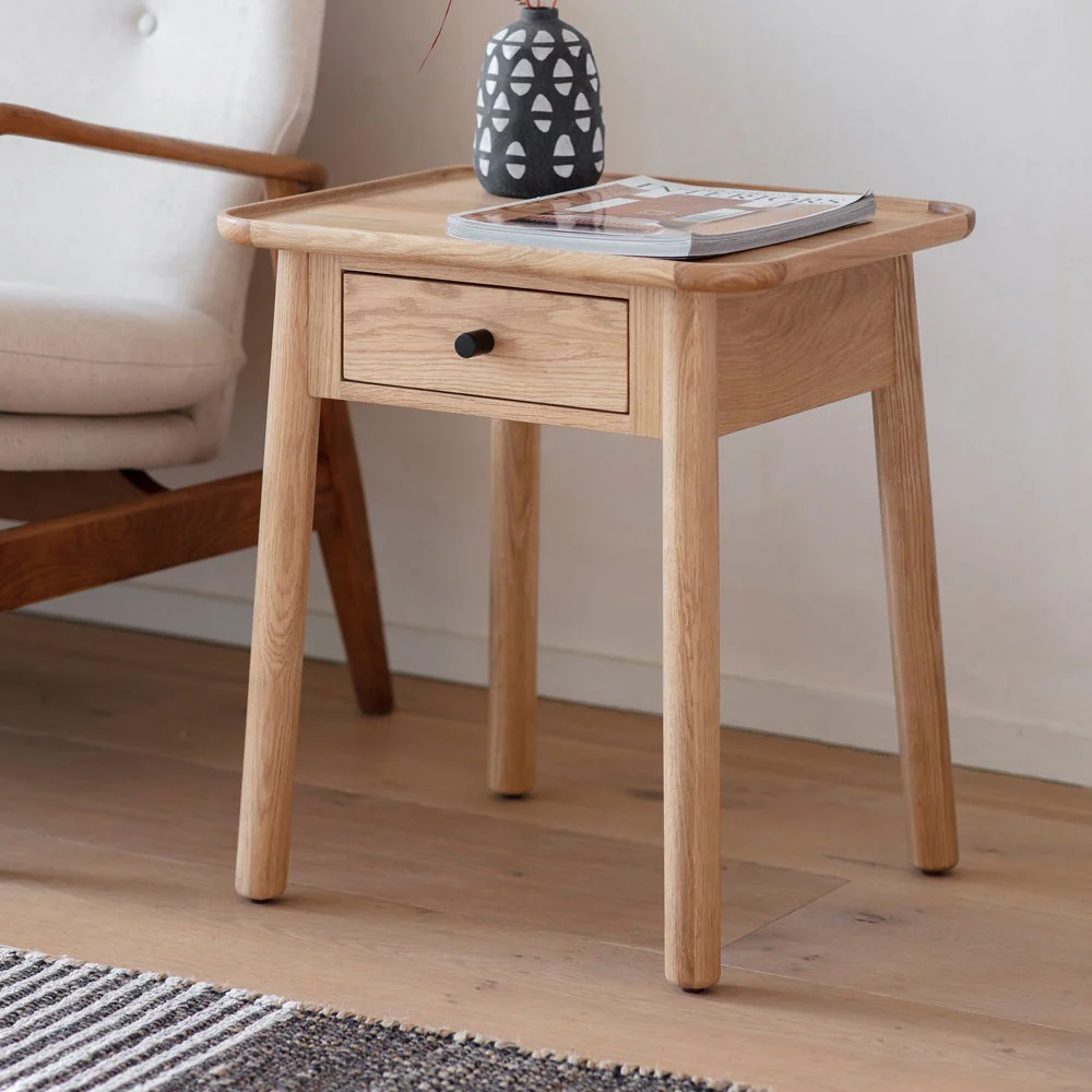 LLIWEDD 1 Drawer Side Table Oak