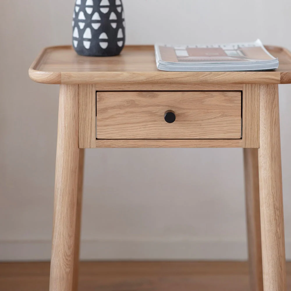 LLIWEDD 1 Drawer Side Table Oak