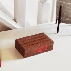 Gingko Flip Click Clock - Walnut Red LED