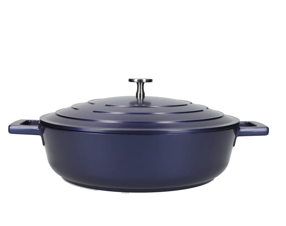 MasterClass Shallow 4 Litre Casserole Dish with Lid - Metallic Blue MasterClass Shallow 4 Litre Casserole Dish with Lid - Metallic Blue