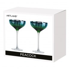 Artland Peacock Champagne Saucer Set of 2