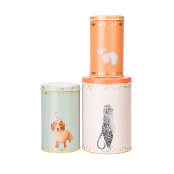 Yvonne Ellen Set of 3 Storage Tins - Sausage Doggie / Mousey / Pussy