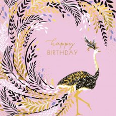 Sara Miller Happy Birthday Greetings Card - Peacock