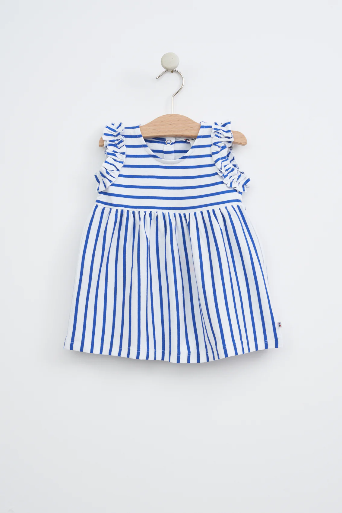Batela Striped Dress with Ruffles - Blue