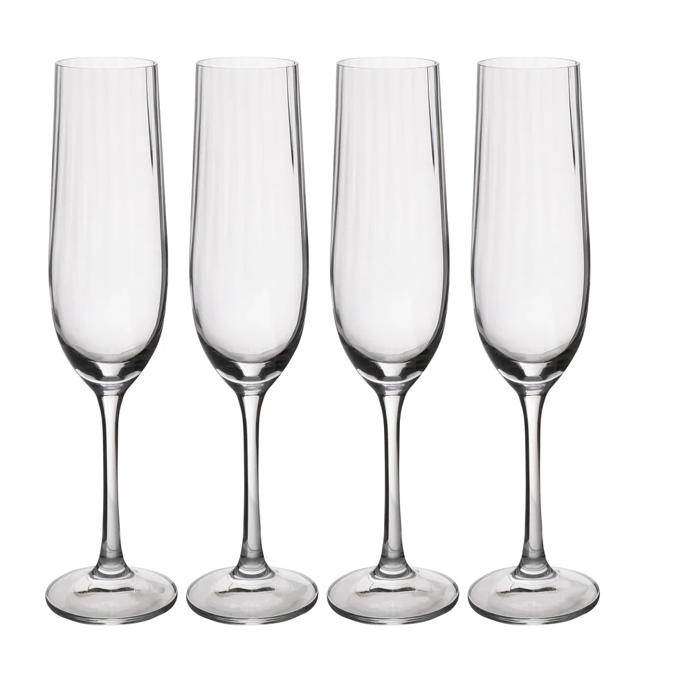 Mikasa Treviso Crystal Champagne Flute Glasses Set of 4