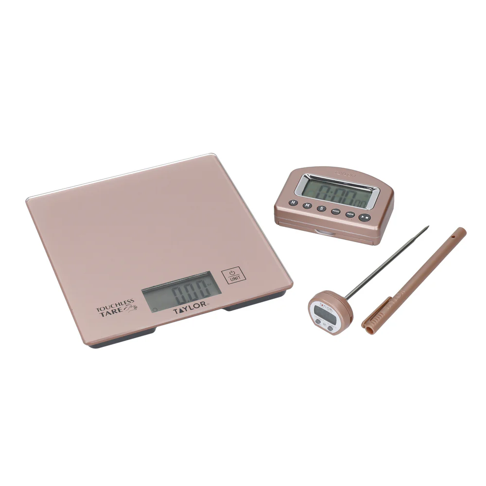 Taylor Pro 3-Piece Rose Gold Kitchen Measuring Set in Gift Box Taylor Pro 3-Piece Rose Gold Kitchen Measuring Set in Gift Box