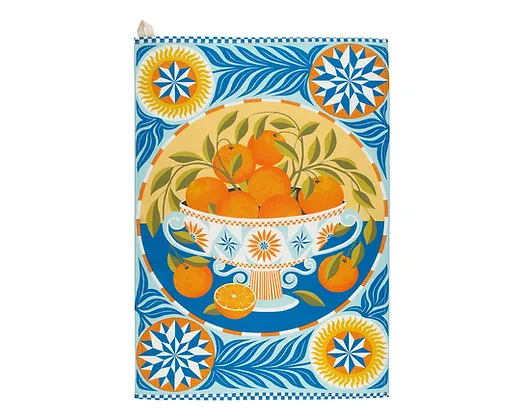 Printer Johnson Orange Bowl Tea Towel