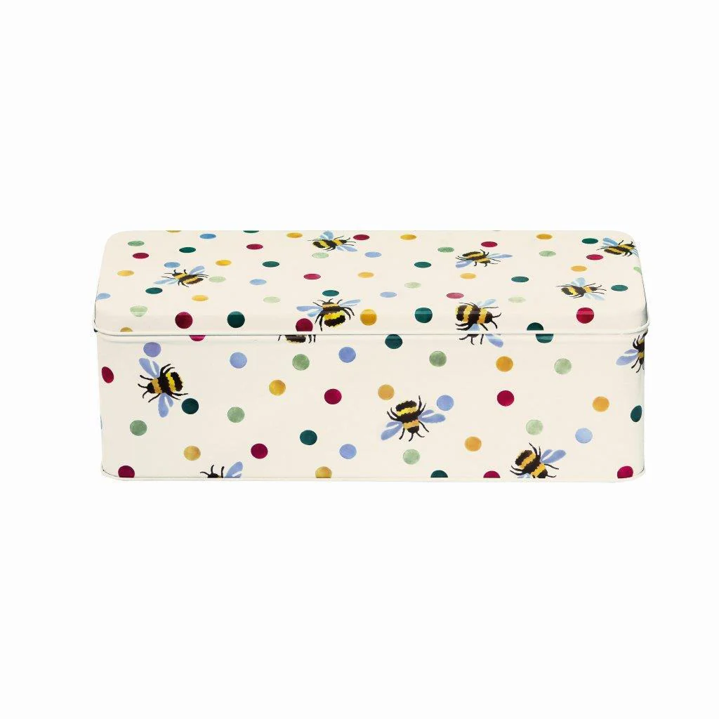 Emma Bridgewater Polka Bees Long Deep Rectangular Tin