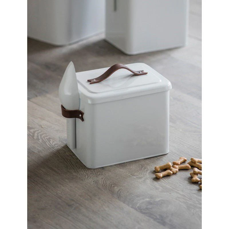 Garden Trading Stowell Small Pet Bin With Leather Handles - Chalk