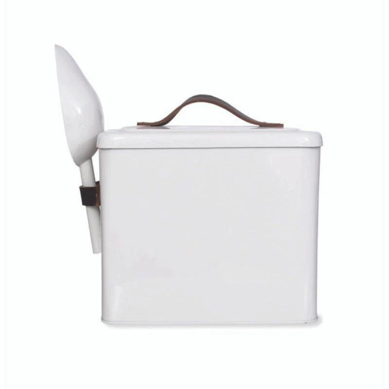 Garden Trading Stowell Small Pet Bin With Leather Handles - Chalk