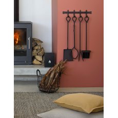 Garden Trading Fireside Tools with Wall Rack Set of 4 - Black Iron