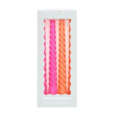 Twisted Candles Bright Pink & Orange Pk/4