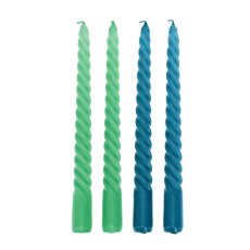 Twisted Candles Green & Blue Pk/4