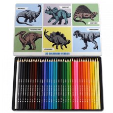 36 Colouring Pencils In A Tin Prehistoric Land