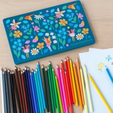 36 Colouring Pencils In A Tin Fairy Garden