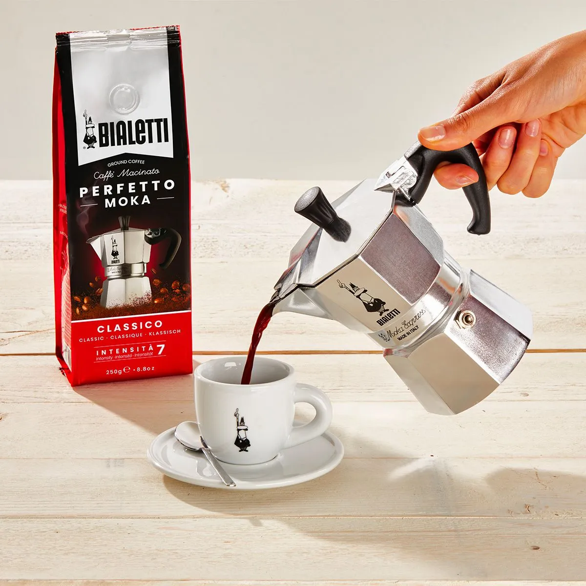 Bialetti Moka Express Aluminium Stovetop Coffee Maker Cup - Silver