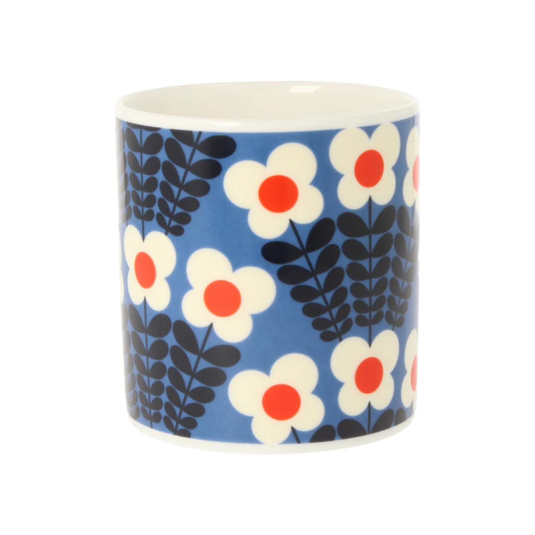 Orla Kiely Bunch Of Stems Quite Big Blue Mug