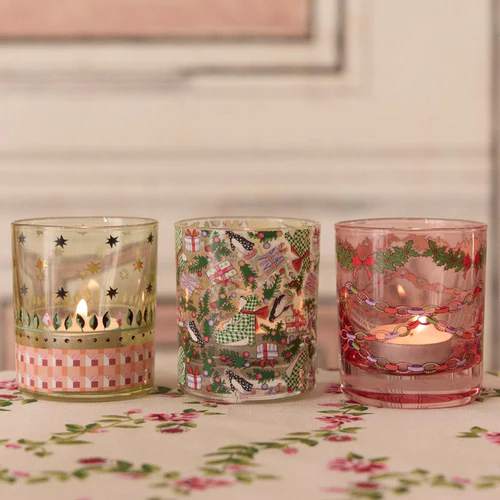 Cath Kidston Christmas Tealight Holders - Set of 3