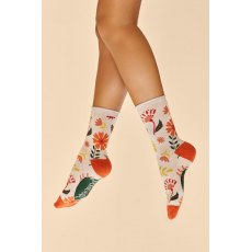 Powder Watercolour Flowers Ankle Socks | Cream