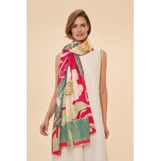 Powder Printed Delicate Tropical Scarf | Dark Rose