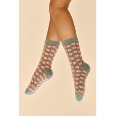 Powder Fair Isle Fuzzy Slipper Socks | Teal