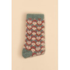 Powder Fair Isle Fuzzy Slipper Socks | Teal