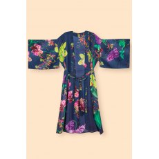 Powder Exotic Evening In Ink Kimono Gown