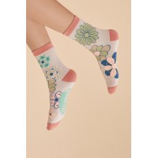 Powder 70s Kaleidoscope Floral Ankle Socks Coconut