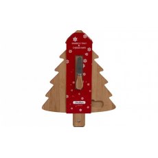 Bamboo Christmas Tree Tray With Cheese Knife