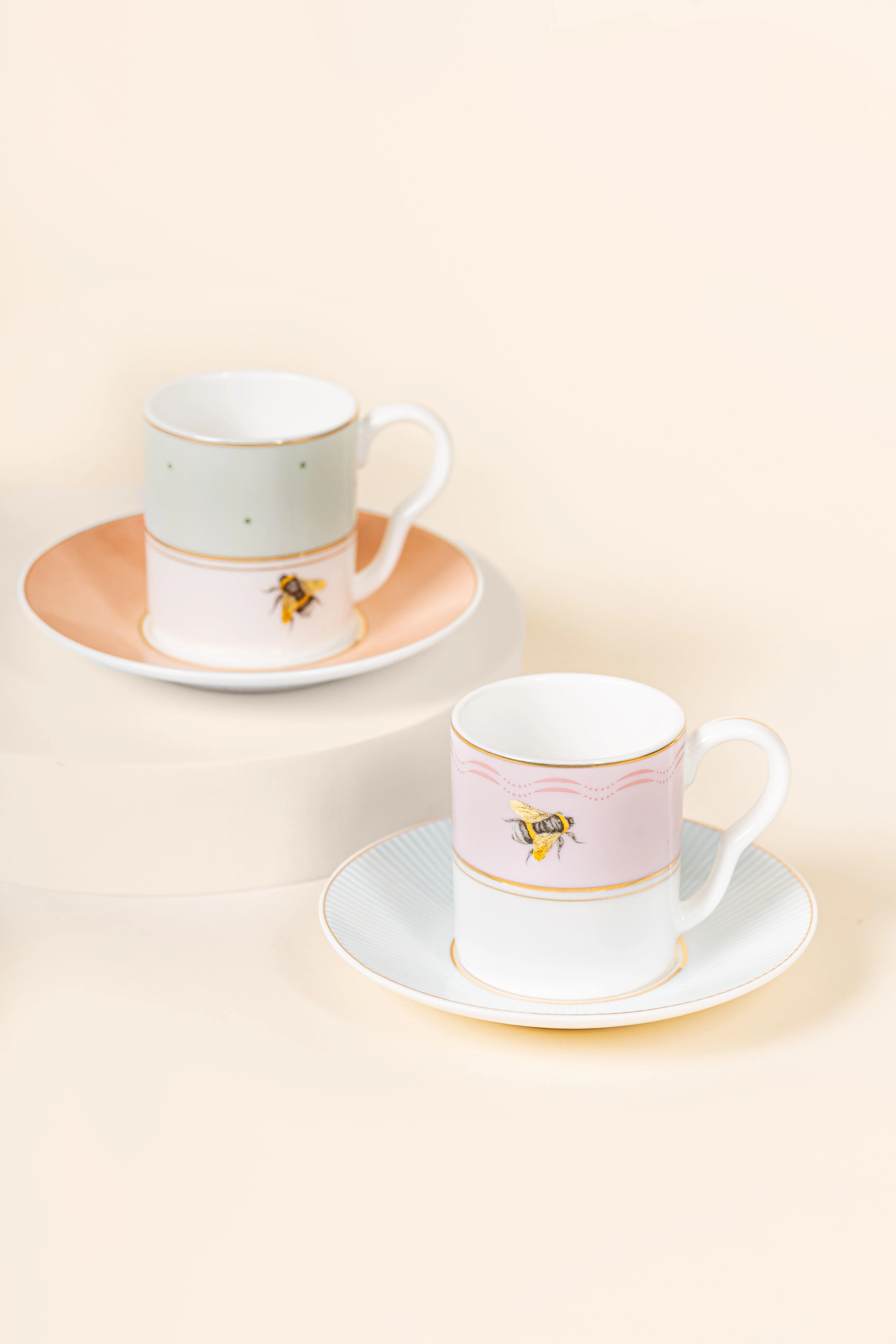 Yvonne Ellen Slogan Espresso Cups & Saucers Set of 2