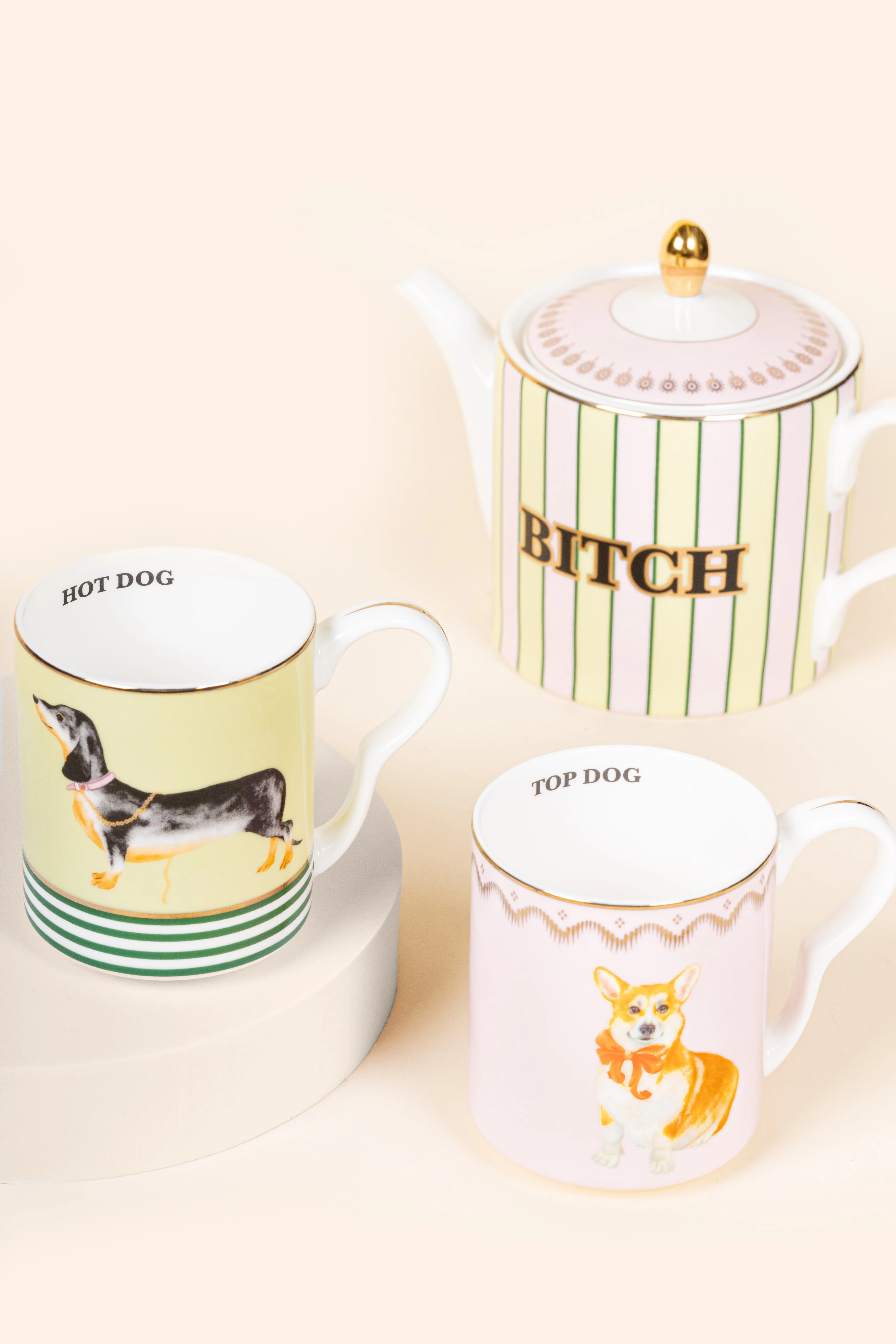 Yvonne Ellen Doggie Teapot & 2 Small Mugs Set