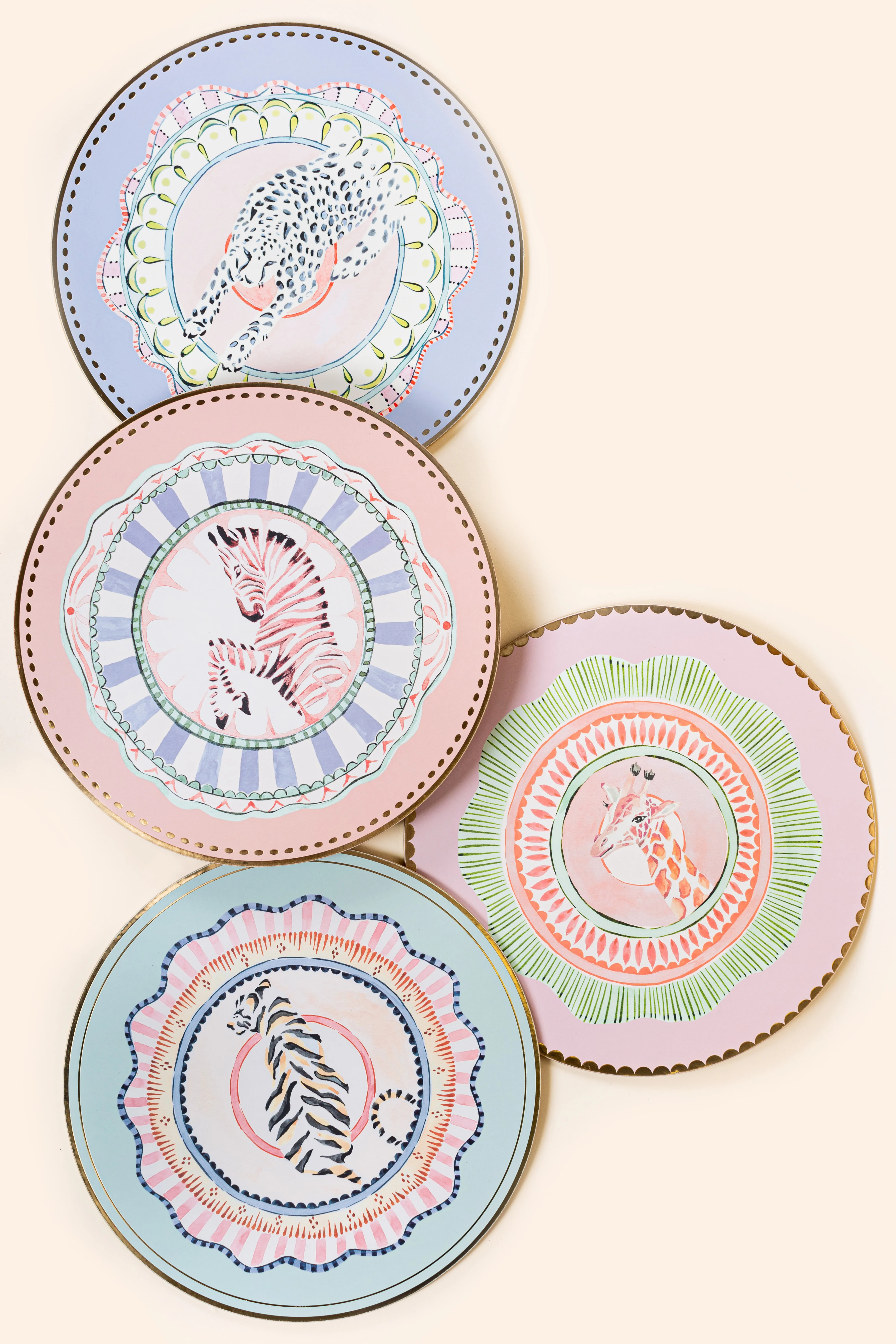 Yvonne Ellen Round Cork Back Placemats Set of 4