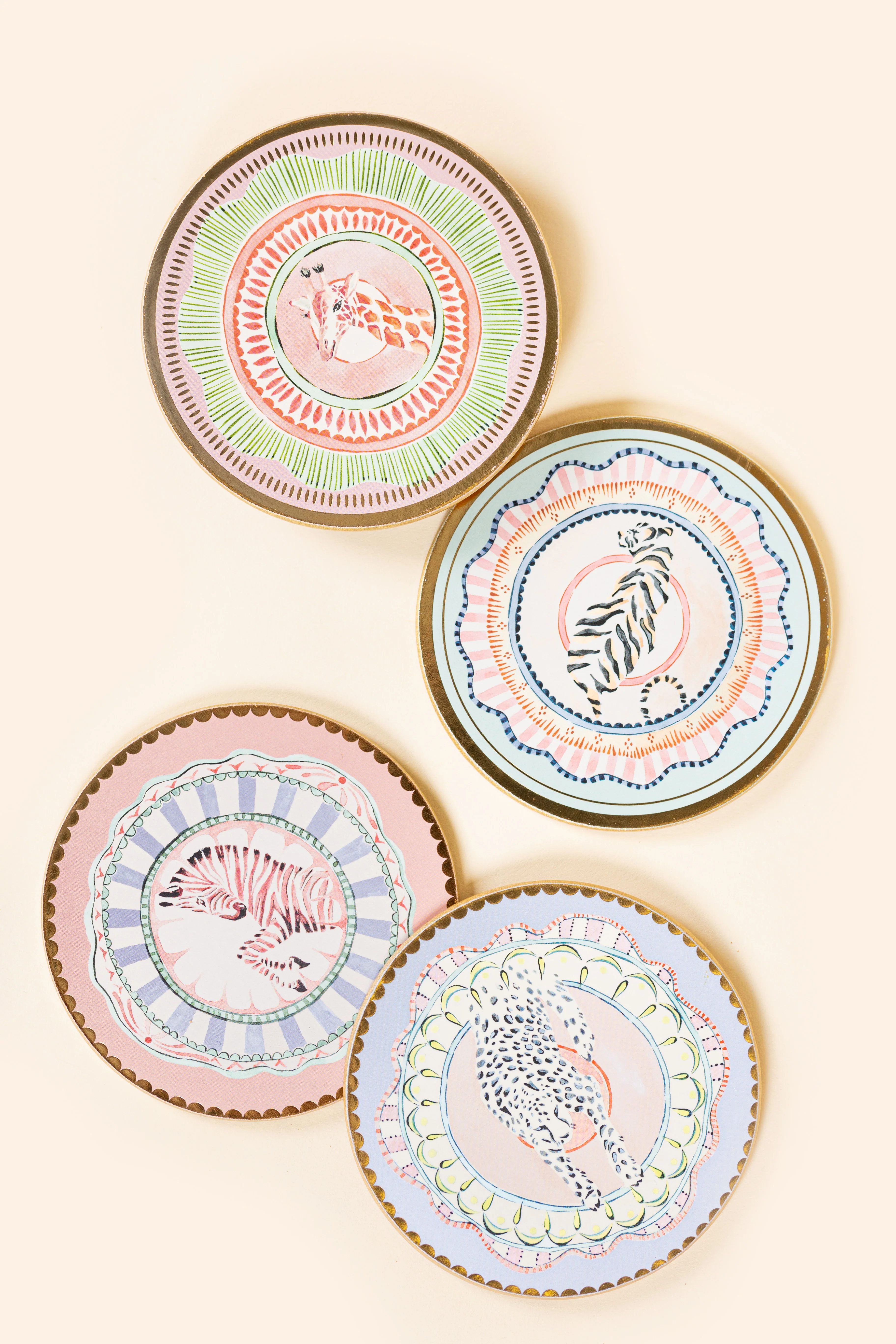 Yvonne Ellen Round Cork Back Coasters Set of 4