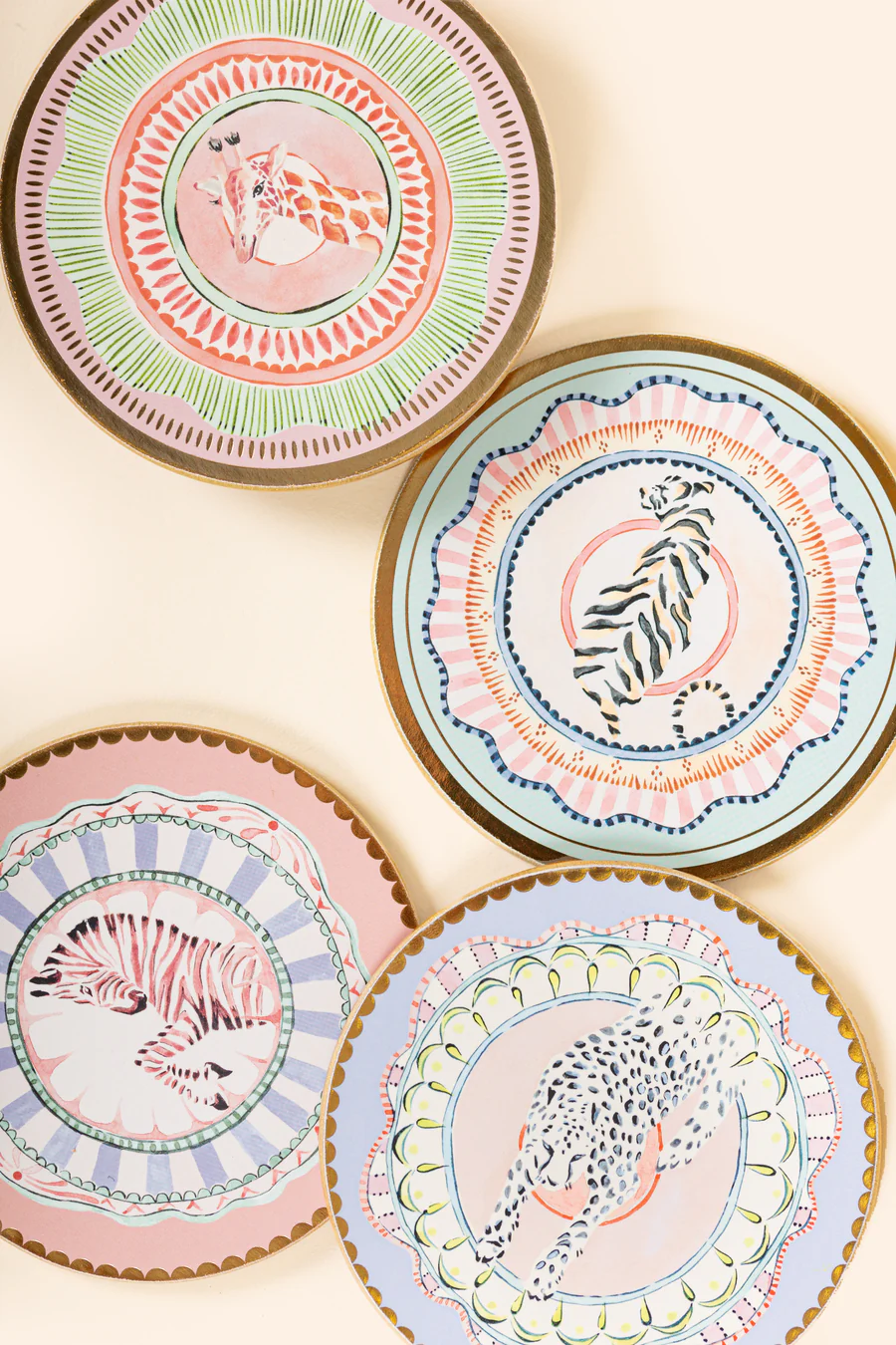 Yvonne Ellen Round Cork Back Coasters Set of 4