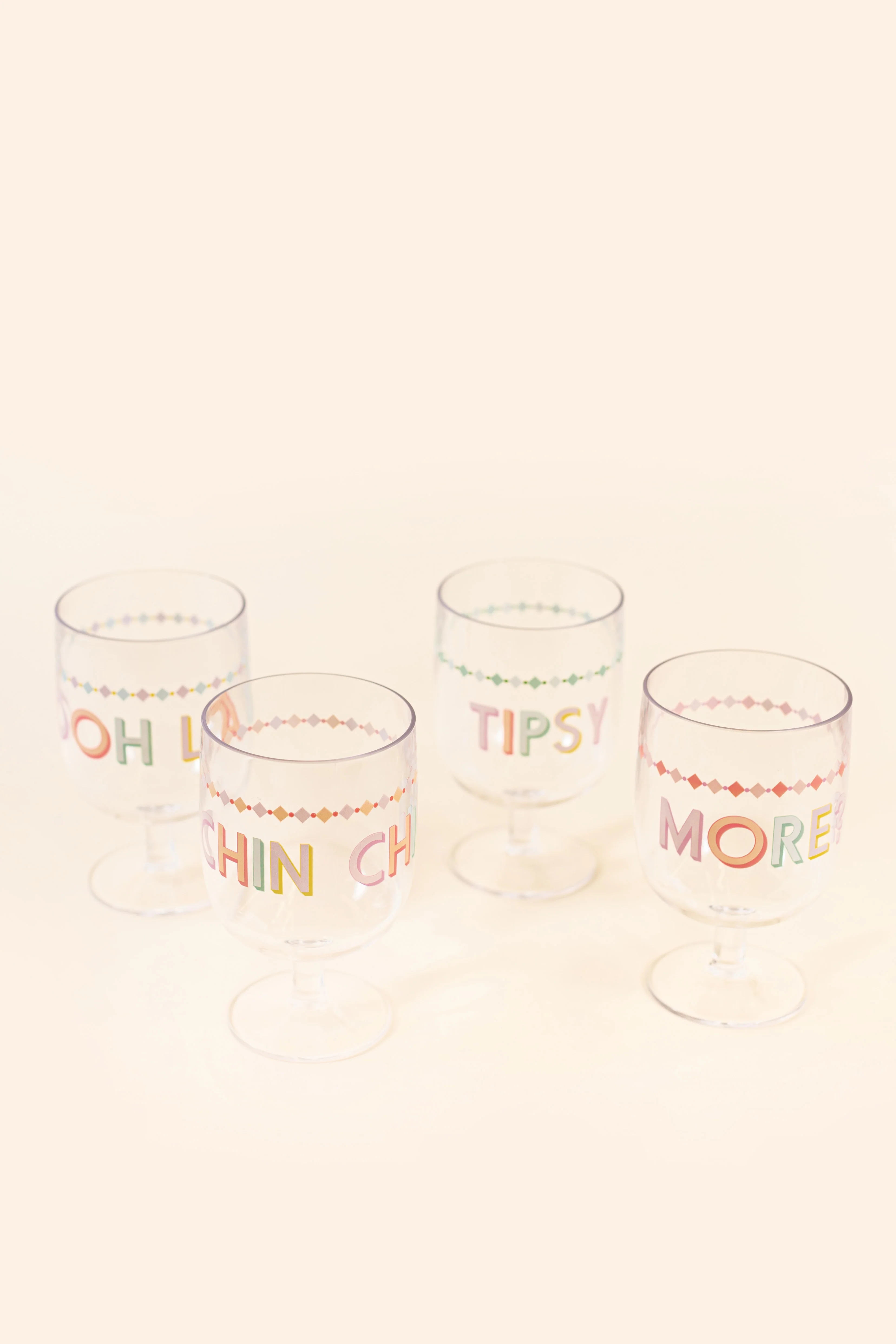 Yvonne Ellen Slogan Picnic Wine Glasses Set of 4