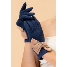 Powder Henrietta Faux Suede Gloves - Navy/Taupe