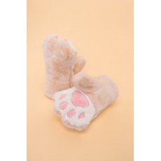 Powder Kids Bear Paw Fluffy Mittens - Cream