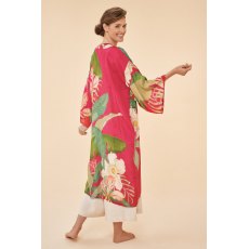 Powder Delicate Tropical Kimono Gown - Dark Rose