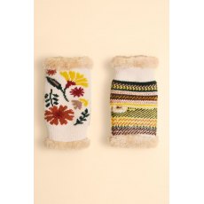 Powder Watercolour Floral Wrist Warmers - Cream