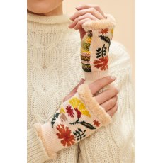 Powder Watercolour Floral Wrist Warmers - Cream