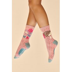 Powder Hedgehog Hunting In Leaves Ankle Socks - Petal